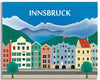 large Innsbruck canva prints, Alps skyline wrapped canvas art, retro Austrian travel canvas wrapped print, Karen Young Loose Petals European City canvas, European Gallery Wrapped Canvas