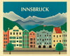 large Innsbruck posters, Alps skyline poster, retro Austrian travel posters, Karen Young Loose Petals European City posters