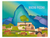 Machu Picchu skyline art print, poster print, handmade art gift from Loose Petals by Karen Young, Peru print, Travel Map