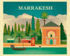 Marrakesh skyline poster, Morocco poster, Marrakesh garden poster, Loose Petals city art Karen Young, Moroccan poster gift