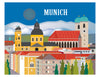 Munich skyline art print, Munich artwork, Loose Petals city art by artist Karen Young, Munich housewarming gift, handmade Munich gift, handmade Munich Baby gift, print on demand