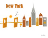 New York, New York - Brooklyn Bridge Skyline