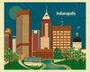 Indianapolis skyline poster, Indianpolis large poster, Indiana giclee poster, Karen Young Loose Petals city art poster