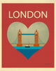 London Tower Bridge poster, large London Nursery posters, London Heart Poster, Large UK Heart, Loose Petals city art poster, Giclee poster London, UK print