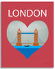 London Tower Bridge canvas print, London Nursery canvas prints, London Heart canvas print,  UK Heart, Loose Petals city canvas art print,  London, UK wrapped canvas print