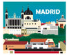 Loose Petals Madrid, Spain skyline print, small Madrid print, 8 x 10, 11 x 14, artist Karen Young, Madrid Spain gifts, Madrid souvenir