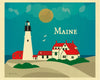 Portland Head Lighthouse poster, Maine skyline poster, large Maine poster, large art size, Loose Petals city art by Karen Young, Maine scenery posters, Maine Gifts, Handmade Maine Gifts