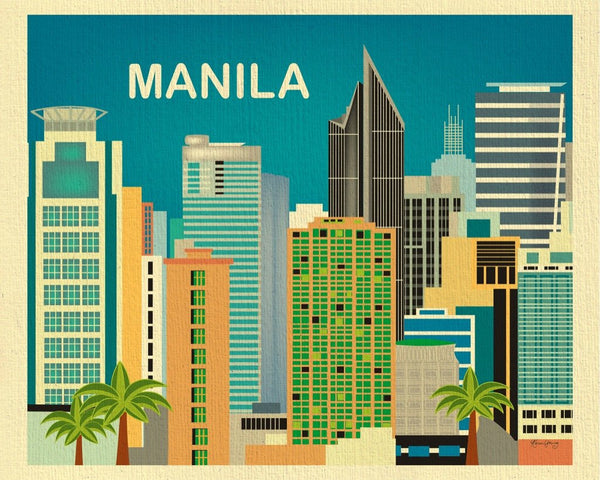 Manila art prints, Manila skyline wall art, Philippino wall decor, Karen Young Loose Petals City art print, small city prints Manila, Asia, Phillipines
