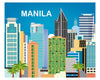 Manila art prints, Manila skyline wall art,  Philippino wall decor, Karen Young Loose Petals City art print, small city prints Manila, Asia, Phillipines