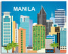 Manila skyline canvas print, large Manila canvas, Philippino artwork, Karen Young Loose Petals City art wrapped canvas, giclee canvas Manila, Asia, Phillipines