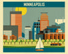 Minneapolis skyline poster, large Minnesota poster, Loose Petals City art, artist Karen Young, Minneapolis skyline art print, Minnesota print, Loose Petals Midwest City art, artist Karen Young, handmade Minneapolis gift, high quality Minneapolis souvenirs, Minneapolis note cards, Minneapolis wedding gift, Minneapolis baby gift, 11 x 14 prints handmade Minneapolis gift, high quality Minneapolis souvenirs, Minneapolis giclee posters