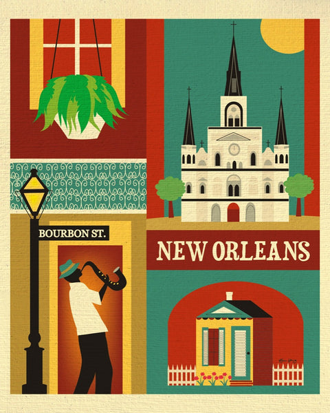 New Orleans art posters, New Orleans Louisiana poster, Big Easy Poster, NOLA poster print, Loose Petals city art by artist Karen Young, largeNew Orleans artwork, handmade New Orleans wedding gift, handmade New Orleans baby gift, New Orleans graduate gift, New Orleans housewarming gift, dorm art