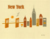 New York, New York - Brooklyn Bridge Skyline