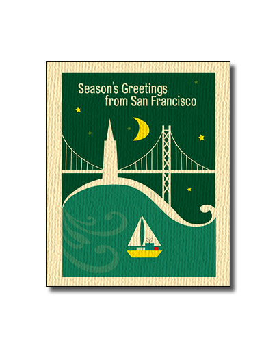 SALE of Bay Bridge Holiday Boat Card