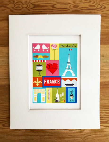 SALE of France - Collage - MATTED PRINT