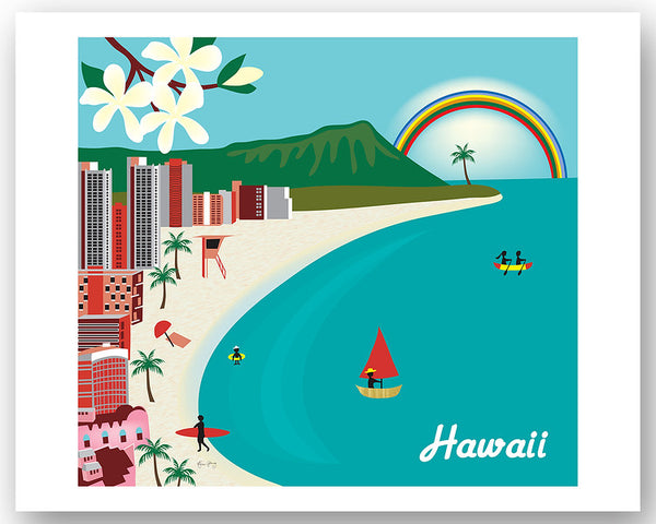 Honolulu Hawaii poster, giclee poster, large posters, Karen Young Loose Petals