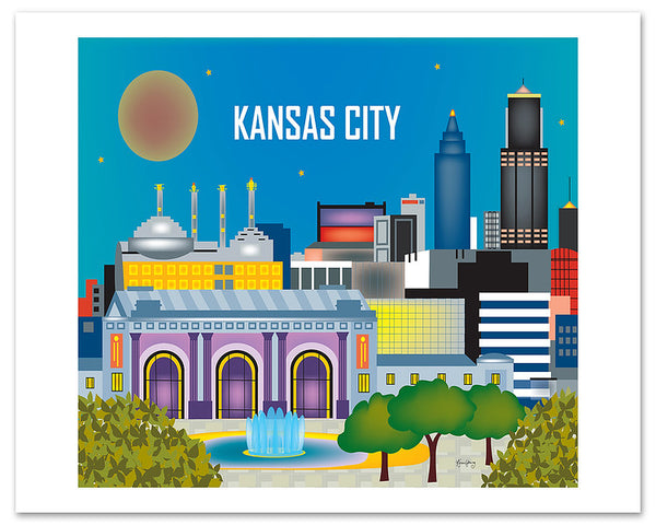 Kansas City posters, KC Missouri posters, Kansas City MS posters, giclee city posters, Heartland posters,  Karen Young Loose Petals City posters  Kansas City