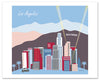 Los Angeles art poster, Pastel LA poster, Hollywood poster, LA California skyline poster, Retro LA poster, Karen Young Loose Petals city poster, large Los Angeles posters