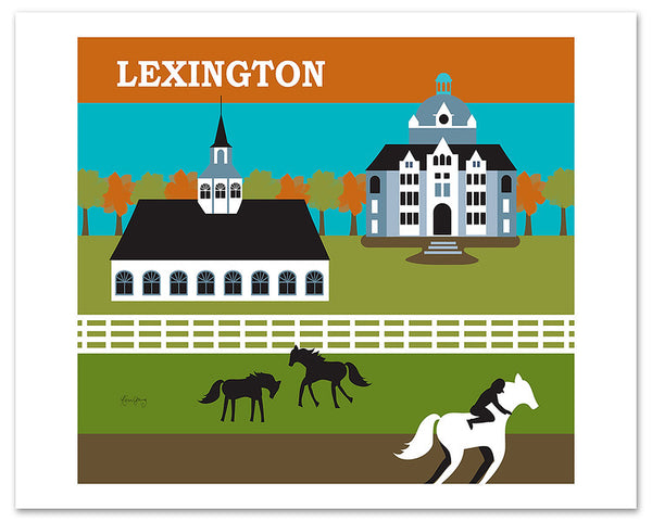 Lexington KY art posters, Kentucky Derby Poster, large office lexington kentucky artwork, Karen Young Loose Petals city wall art, Lexington KY giclee posters