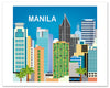 Manila posters, Manila skyline poster, Philippino artwork, Karen Young Loose Petals City art print, giclee posters Manila, Asia, Phillipines