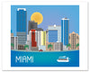 Miami skyline poster, Florida poster, Loose Petals city art by Karen Young, Miami gift, Miami Souvenir, Handmade Miami gift, Miami retro poster, large Miami poster,