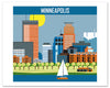 Minneapolis skyline poster, large Minnesota poster, Loose Petals City art, artist Karen Young, Minneapolis skyline art print, Minnesota print, Loose Petals Midwest City art, artist Karen Young, handmade Minneapolis gift, high quality Minneapolis souvenirs, Minneapolis note cards, Minneapolis wedding gift, Minneapolis baby gift,  11 x 14 prints  handmade Minneapolis gift, high quality Minneapolis souvenirs, Minneapolis giclee posters 