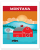 Montana posters, red Montana posters, barn posters, MT posters, Loose Petals wall art by Karen Young, handmade Montana gift, handmade Montana souvenirs, Montana poster prints, Montana wedding gift, Montana Nursery room art