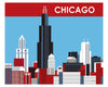 Chicago, Illinois - Red Stripe Skyline