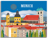 Munich skyline canvas print, Munich canvas,  large Munich artwork, Loose Petals city art by artist Karen Young, Munich housewarming gift, handmade Munich gift, handmade Munich Baby gift, print on demand canvas wrap