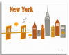 New York, New York - Brooklyn Bridge Skyline