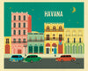 Havana retro travel poster, Loose Petals posters by Karen Young