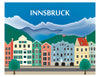 Innsbruck and Alps skyline print, small Austrian prints, Karen Young Loose Petals European City prints