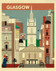 Glasgow poster, Scotland retro travel poster