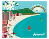 Hawaii art print, Honolulu skyline, Hawaii wall art, Karen Young Loose Petals