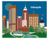 Indianapolis skyline print, Indianpolis small print, Indiana print, Karen Young Loose Petals city art print