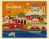 Istanbul travel poster, large giclee posters, Loose Petals City Art