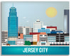 Jersey City skyline wrapped canvas, small Jersey canva prints, New Jersey office art, Jersey Corporate Art, Karen Young Loose Petals city art wrapped canvas Jersey City