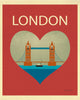 London Tower Bridge poster, large London Nursery posters, London Heart Poster,  Large UK Heart, Loose Petals city art poster, Giclee poster London, UK print