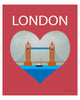 London Tower Bridge print, London Nursery wall art, London Heart Print,  UK Heart, Loose Petals city art print - London, UK print