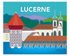 Lucrene skyline, Switzerland print, Lucrene souvenir, Karen Young Loose Petals city art print, small city prints 8x10, 11x14 prints, handmade swiss gifts
