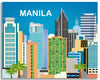 Manila skyline canvas print, large Manila canvas,  Philippino artwork, Karen Young Loose Petals City art wrapped canvas, giclee canvas Manila, Asia, Phillipines