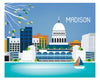 Madison skyline print, Wisconsin print, Madison Gift, Madison city wall art by Loose Petals, Karen Young, small madison wi print, 8 x 10, 11 x 14 prints