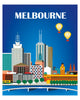Melbourne print, Australia travel print, Melbourne 8 x 10, 11 x 14, Loose Petals city art print, Melbourne handmade gift, Melbourne handmade souvenir
