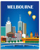Melbourne canvas print, Australian canvas print, Melbourne skyline office art, Loose Petals city art print, Melbourne handmade gift, Melbourne handmade souvenir, large corporate art