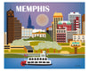 Memphis skyline print, Tennessee print, small Memphis print, Memphis TN city art, Karen Young Loose Petals wall decor, Memphis gift, Memphis souvenirs