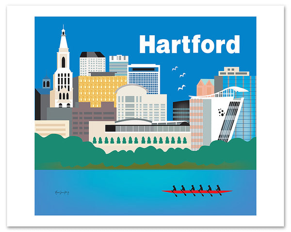Hartford, Connecticut giclee poster, Hartford wall art