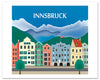 large Innsbruck posters, Alps skyline poster, retro Austrian travel posters, Karen Young Loose Petals European City posters