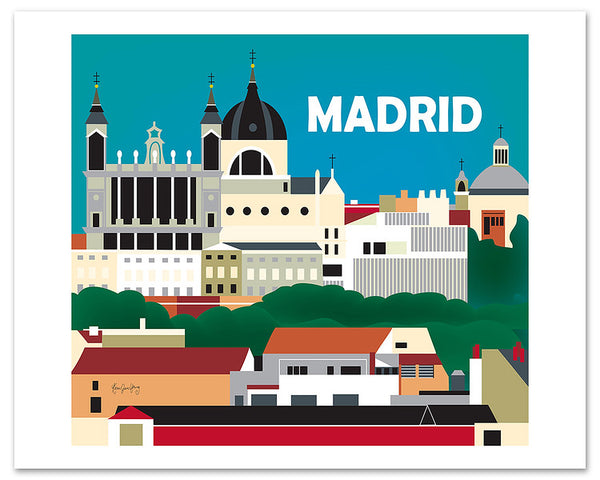 Madrid poster, Spain retro travel poster, Loose Petals city poster, Madrid gift, Madrid wall decor, Madrid wall art, Madrid Nursery