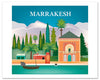 Marrakesh skyline poster, Morocco poster, Marrakesh garden poster, Loose Petals city art Karen Young, Moroccan poster gift