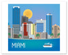 Miami skyline poster, Florida poster, Loose Petals city art by Karen Young, Miami gift, Miami Souvenir, Handmade Miami gift, Miami retro poster, large  Miami poster,  